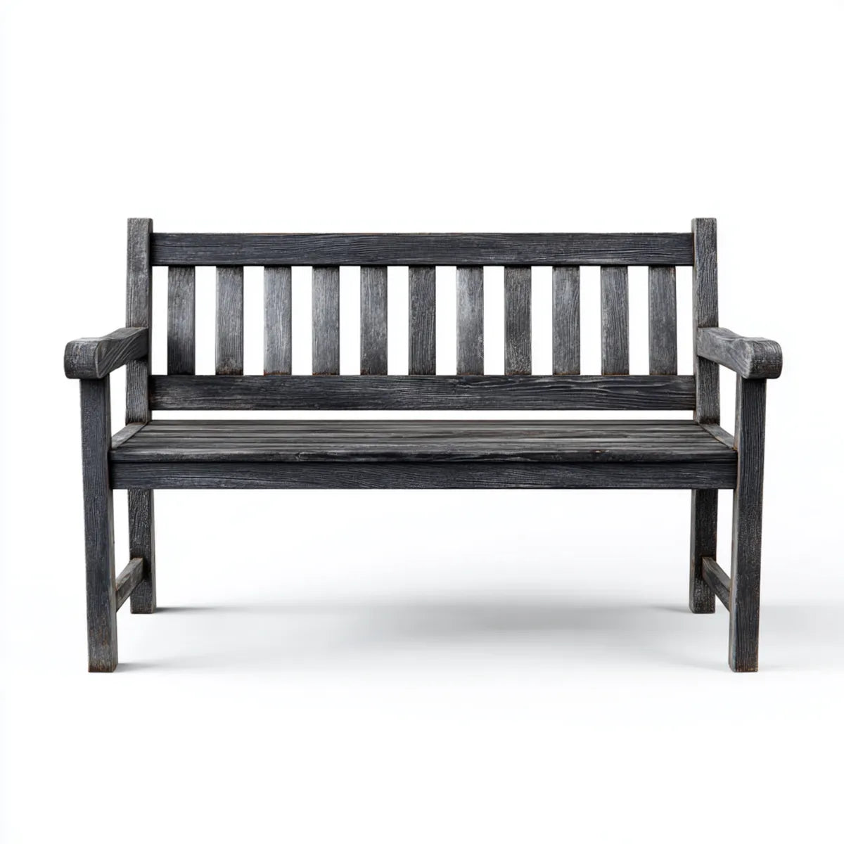 Banc de jardin 2 places noir en bois massif rectangulaire 120 x 65 x 90 cm