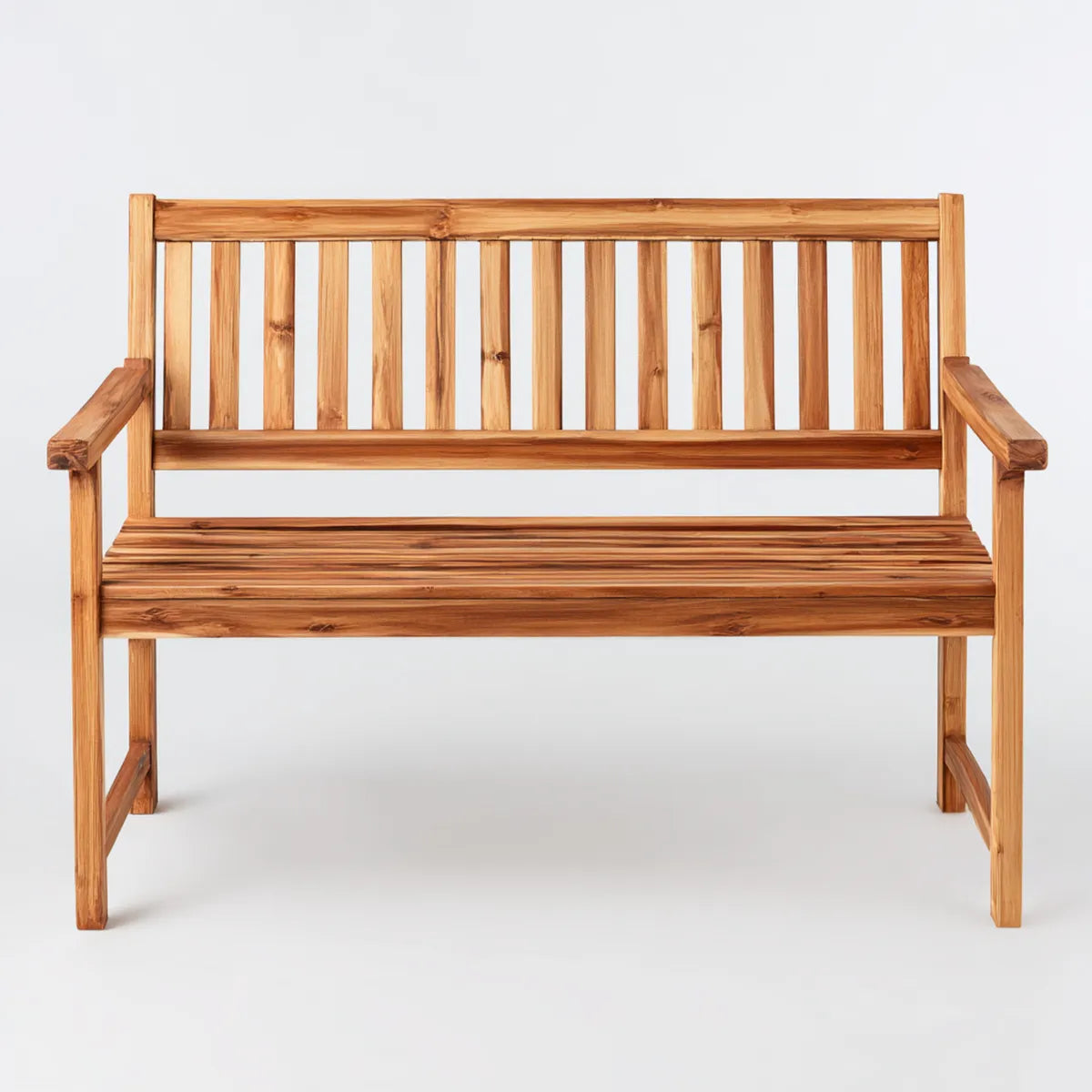 Banc de jardin 2 places brun miel en bois massif d'acacia rectangulaire 120 x 60 x 90 cm