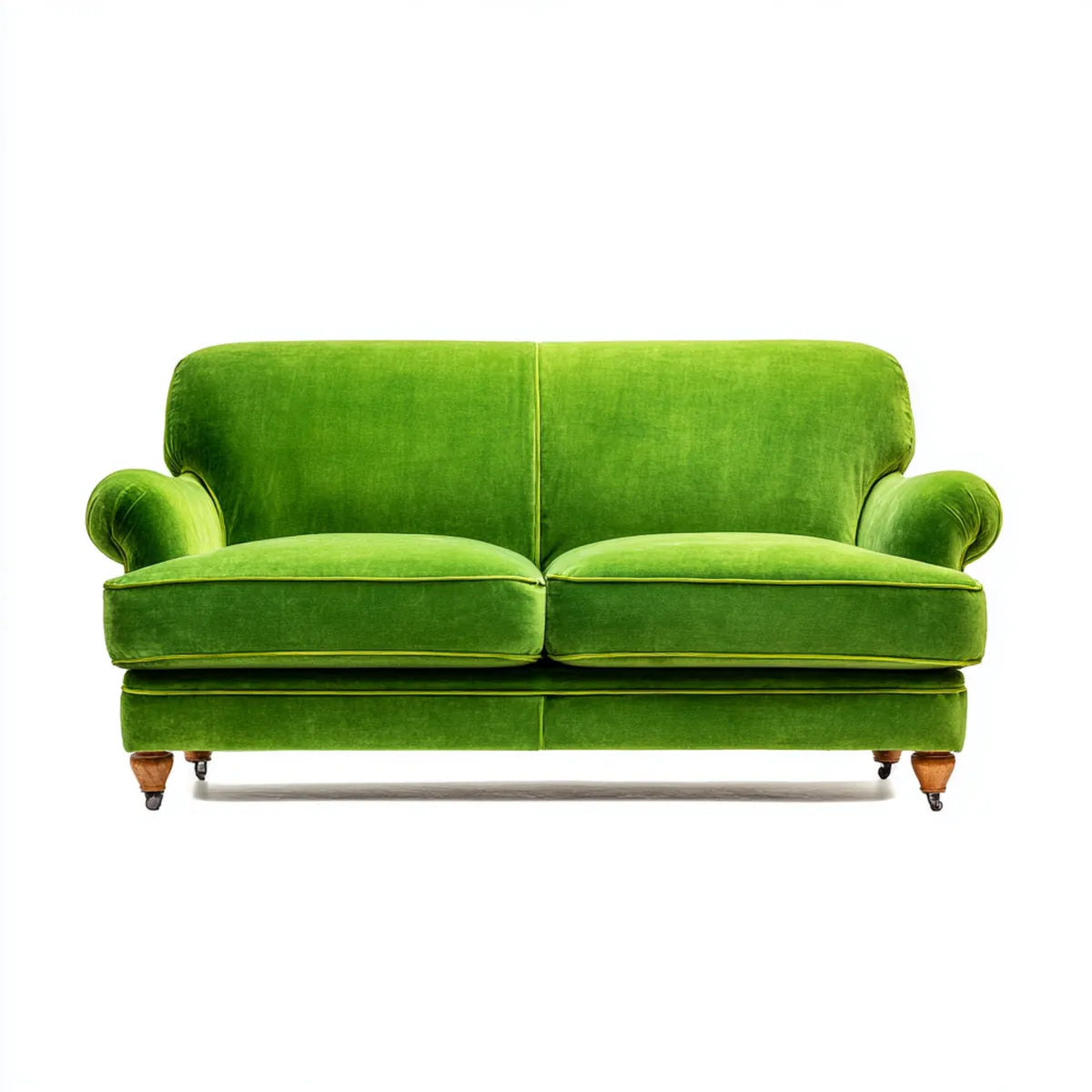 Canapé 2 places vert en velours de polyester rectangulaire 165 x 92 x 88 cm