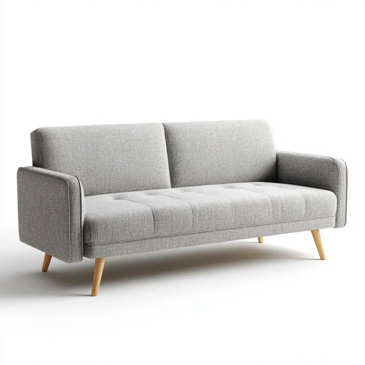 Canapé 3 places gris clair 190 x 82 x 84 cm en polyester avec pieds en hévéa massif