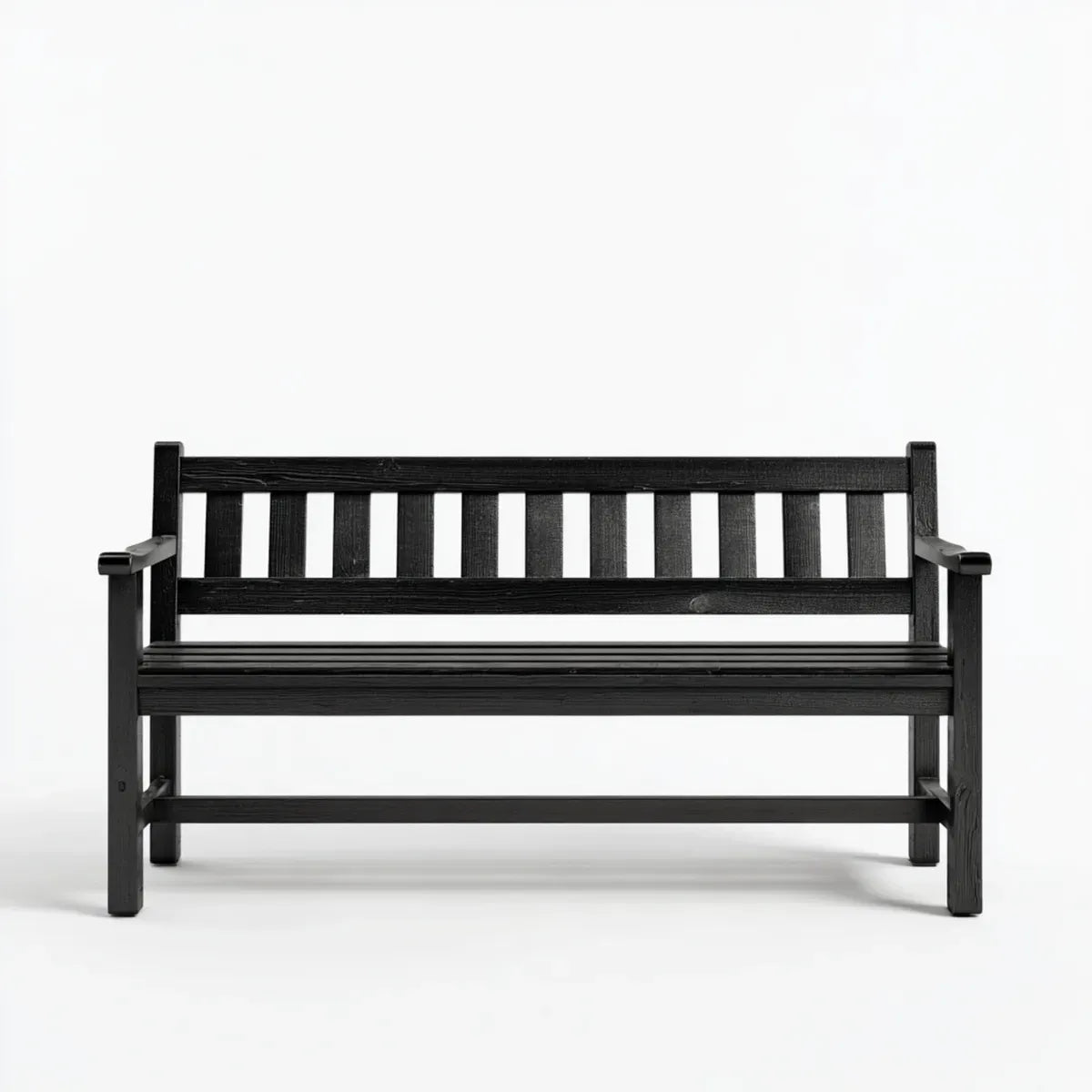 Banc de jardin 2 places noir en acacia massif rectangulaire 120 x 65 x 90 cm
