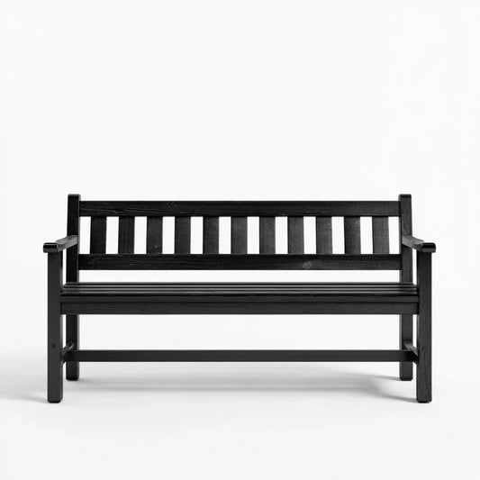 Banc de jardin 2 places noir en acacia massif rectangulaire 120 x 65 x 90 cm
