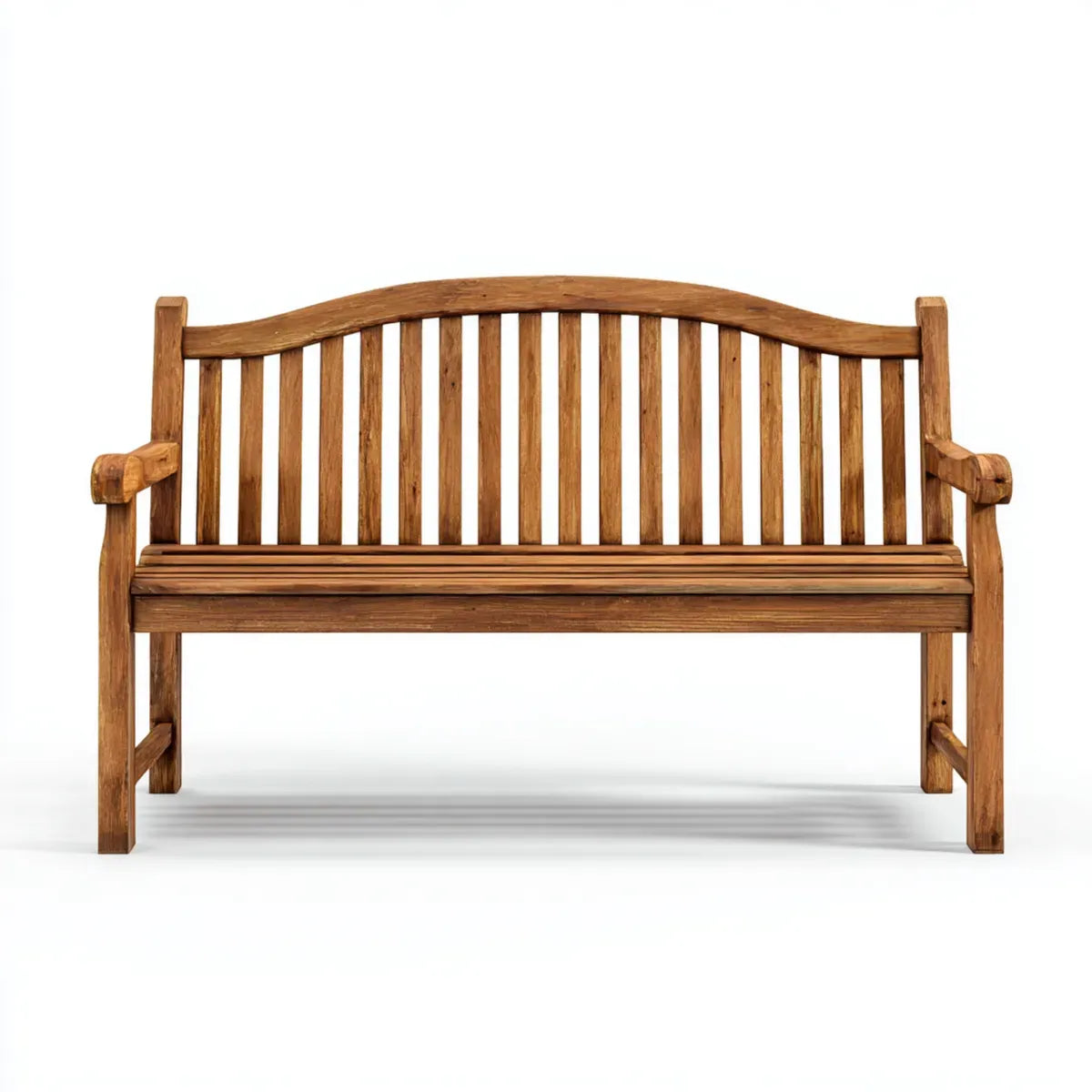 Banc de jardin 3 places marron en bois d'acacia massif 150 x 60 x 95 cm dossier incurvé