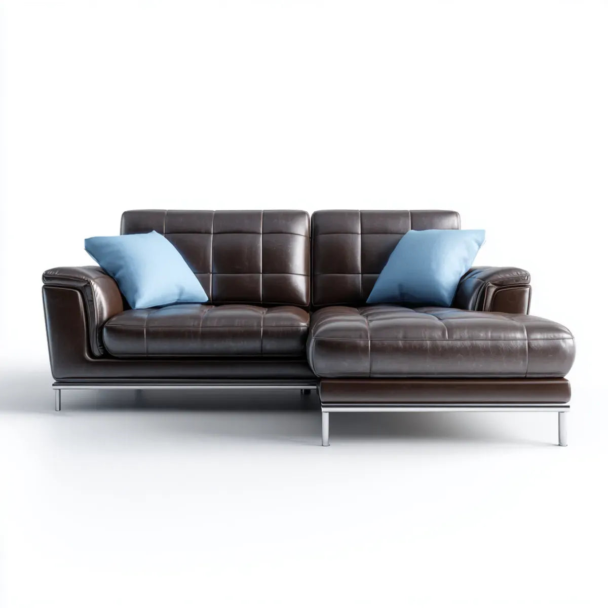 Canapé d'angle droit 3 places marron en similicuir PU 270 x 165 x 85 cm