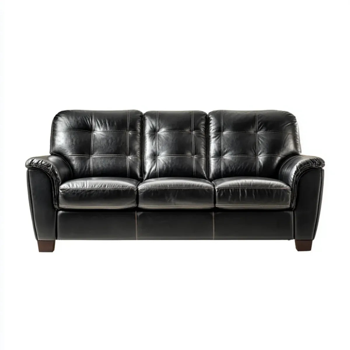 Canapé 3 places noir en cuir synthétique PU rectangulaire 205 x 90 x 90 cm