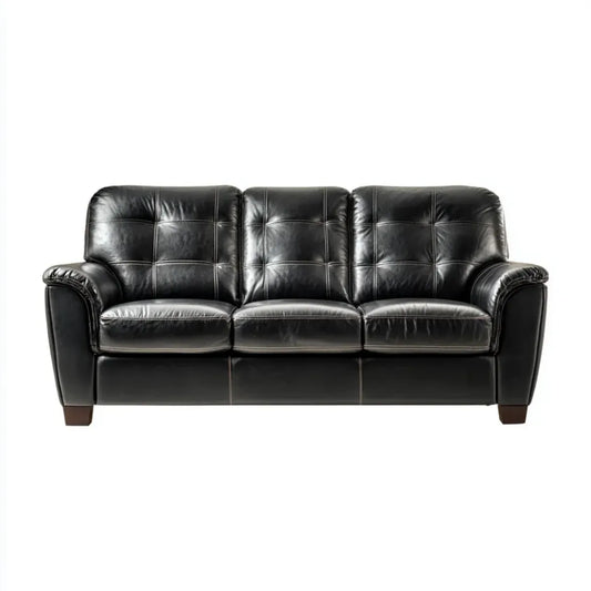 Canapé 3 places noir en cuir synthétique PU rectangulaire 205 x 90 x 90 cm