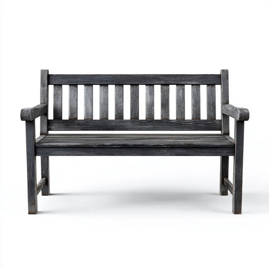 Banc de jardin 2 places noir en bois massif rectangulaire 120 x 65 x 90 cm