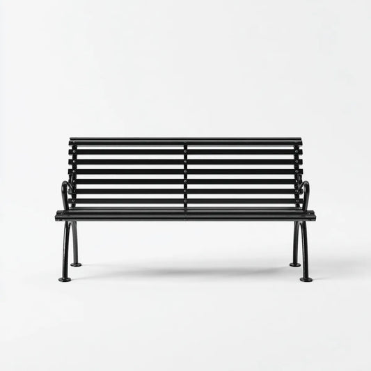 Banc de jardin 3 places noir en acier 150 x 60 x 84 cm rectangulaire