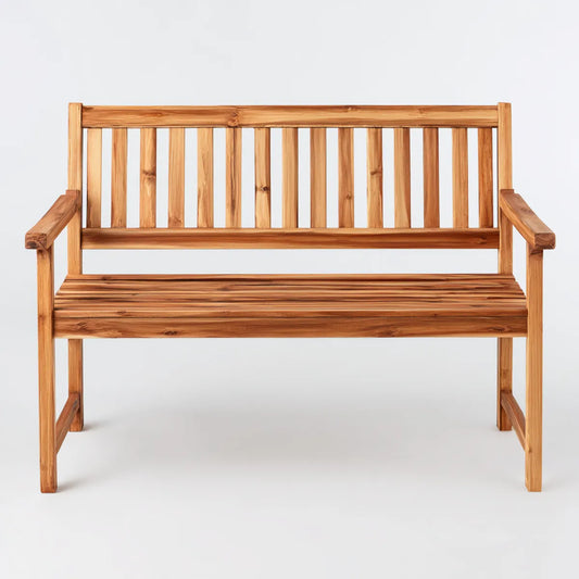 Banc de jardin 2 places brun miel en bois massif d'acacia rectangulaire 120 x 60 x 90 cm