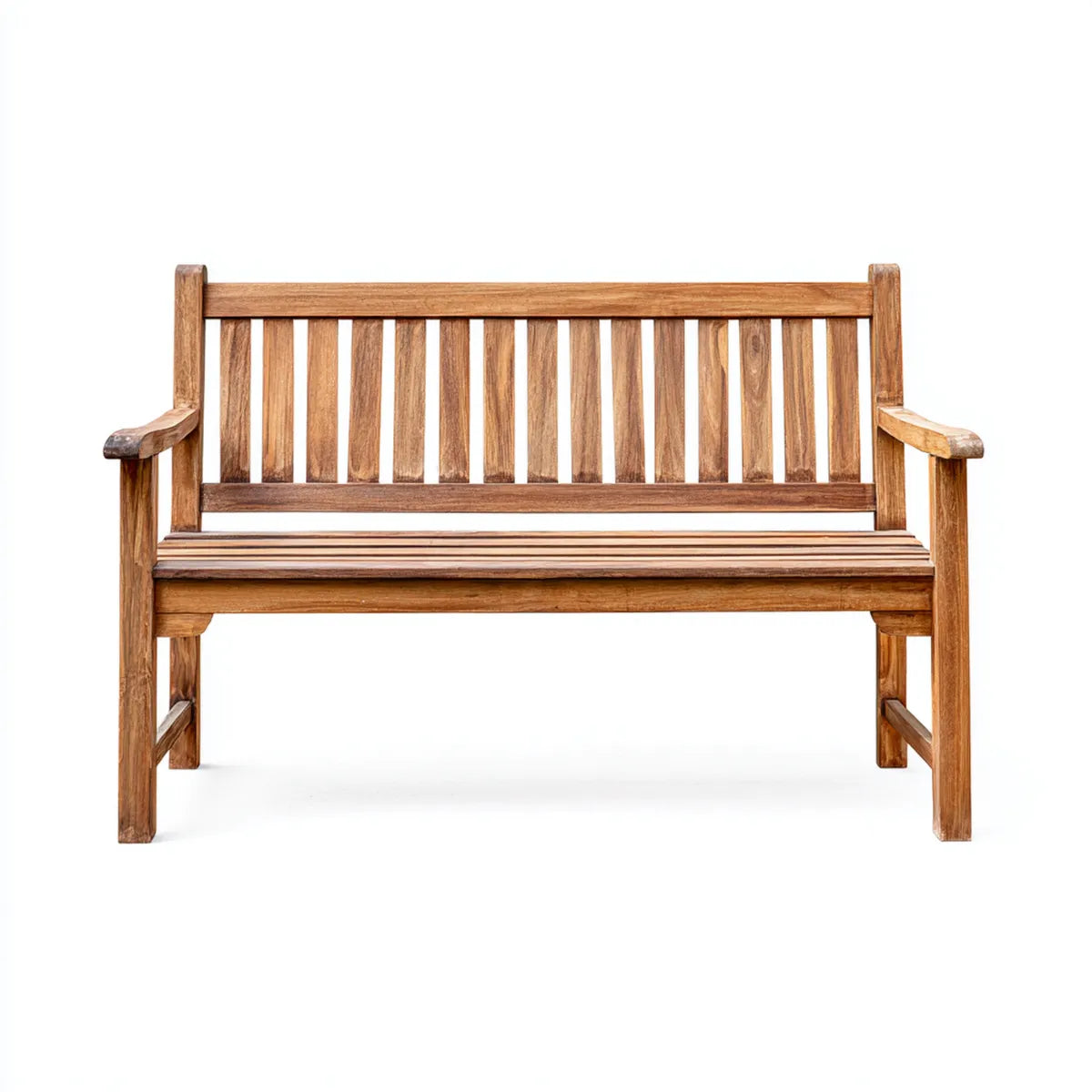 Banc de jardin 2 places marron en bois massif d'acacia rectangulaire 120 x 60 x 90 cm
