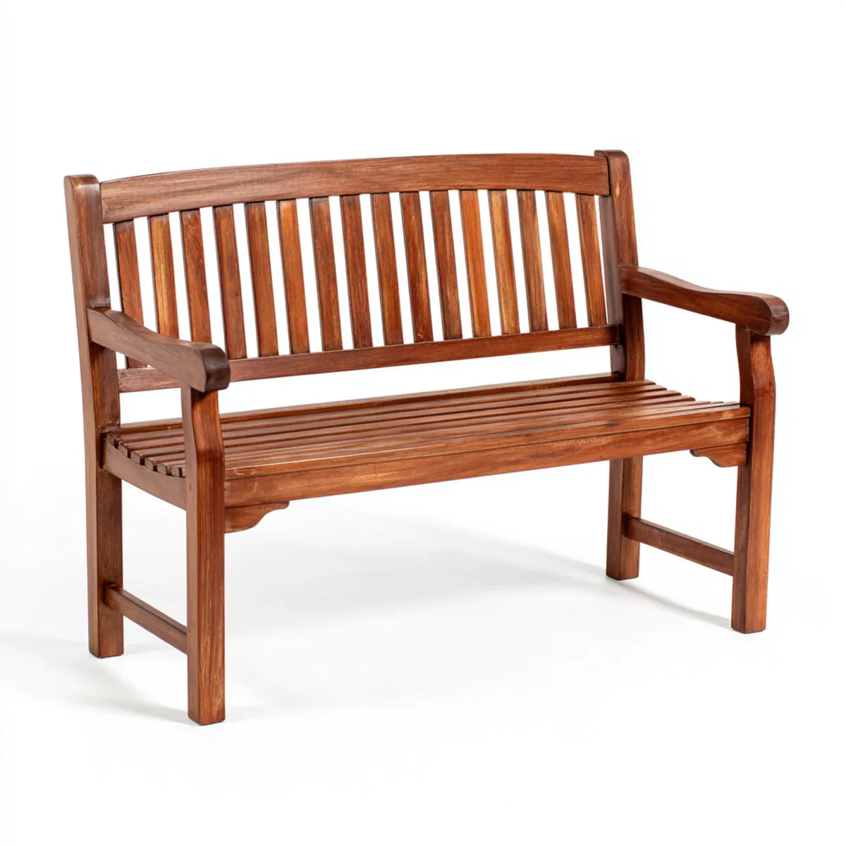 Banc de jardin 2 places marron en bois massif rectangulaire 120 x 60 x 90 cm